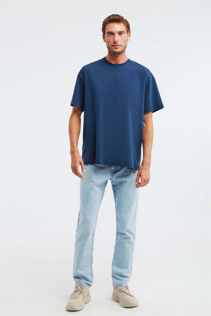 JETT Örme Oversize Lacivert  T-Shirt