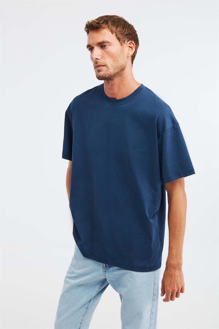 JETT Örme Oversize Lacivert  T-Shirt