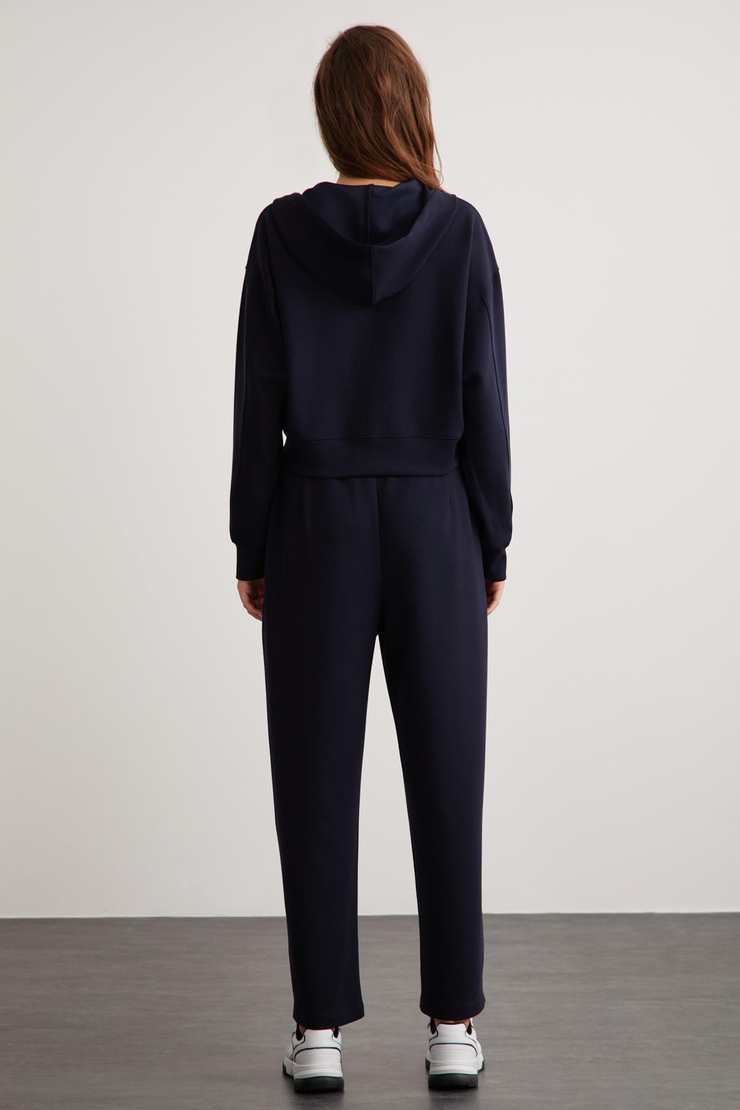 JILL  Relaxed Lacivert Tekli Sweatshirt