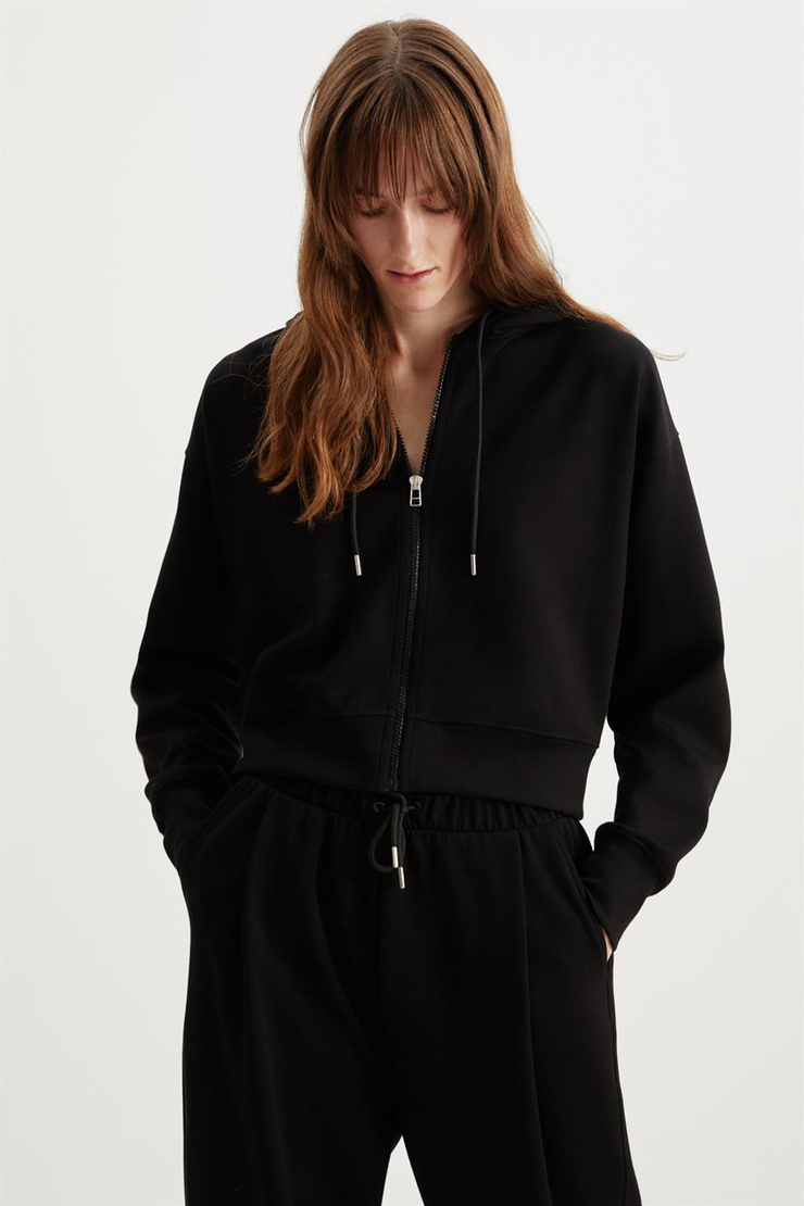 JILL  Relaxed Siyah Tekli Sweatshirt