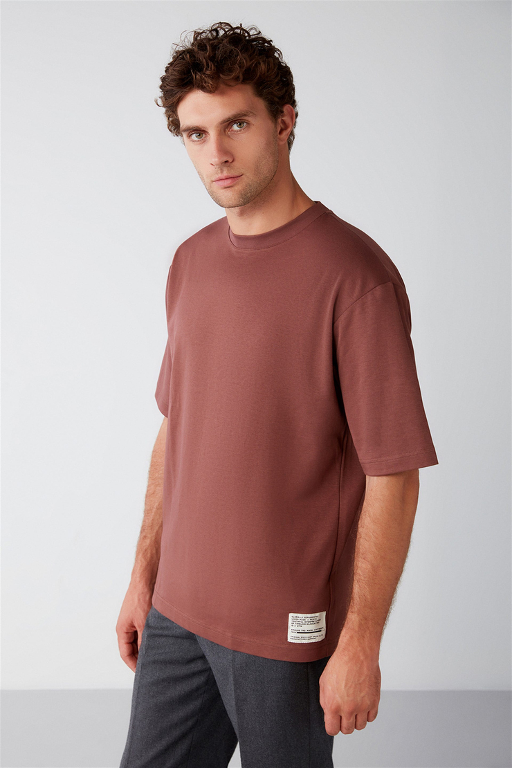 JOEL Örme Oversize Bordo  T-Shirt