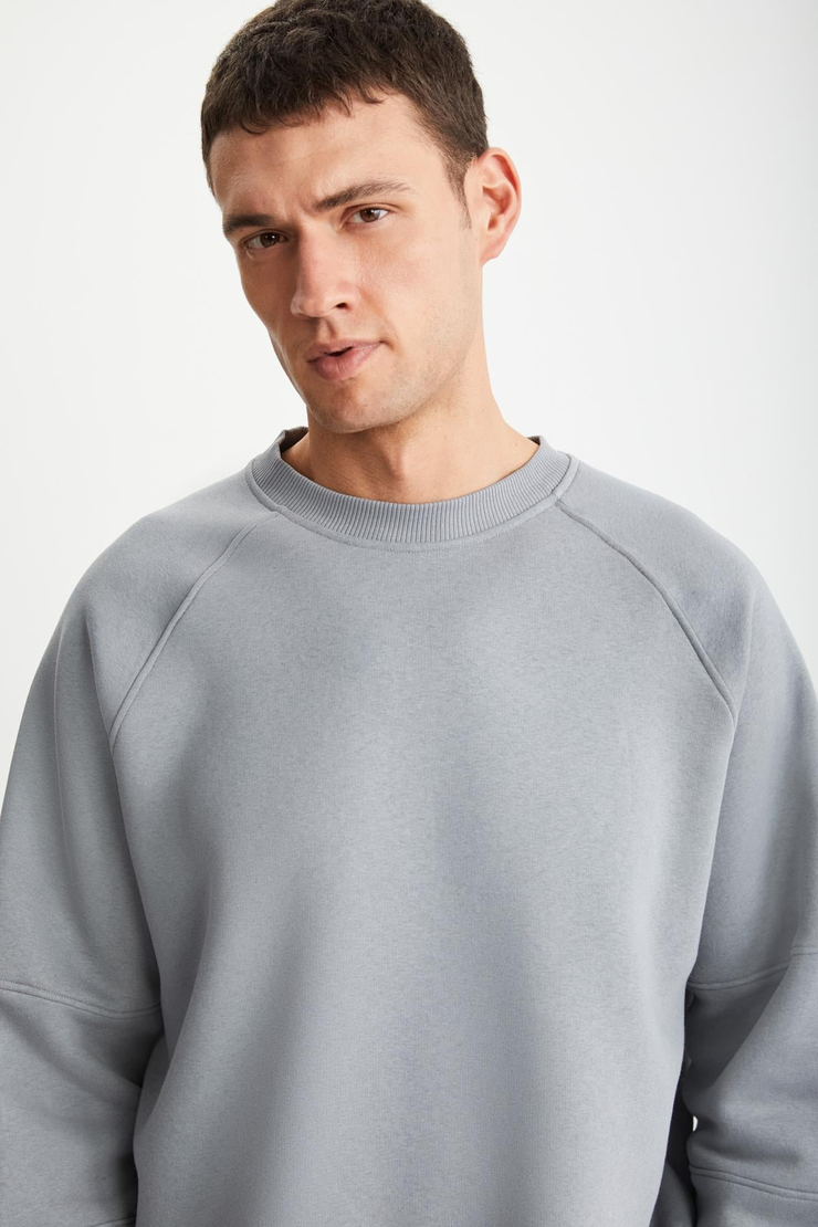 JOHHNY  Relaxed Mavi Tekli Sweatshirt