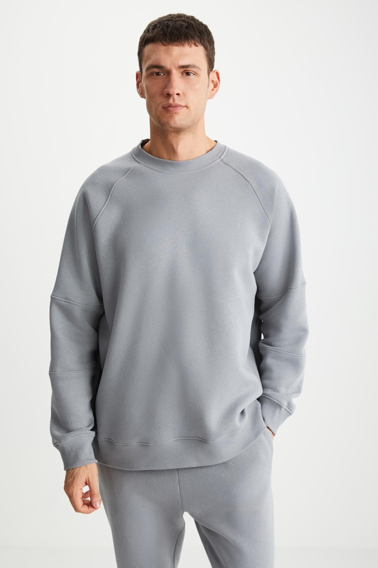 JOHHNY  Relaxed Mavi Tekli Sweatshirt