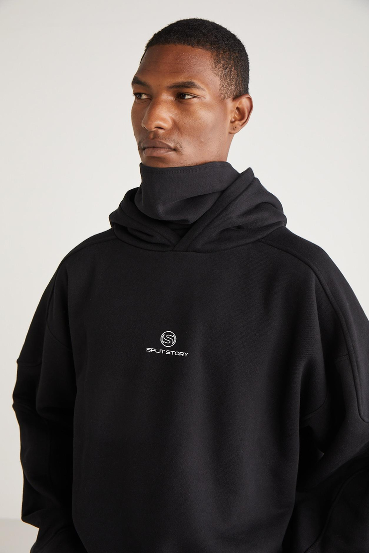 JOSHUA  Oversize Siyah Tekli Sweatshirt
