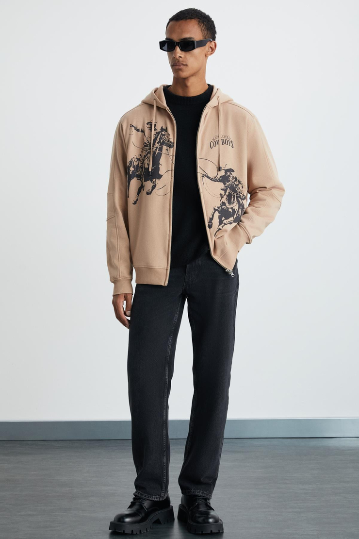 JOSIP Erkek Pamuk-Polyester Taba Sweatshirt