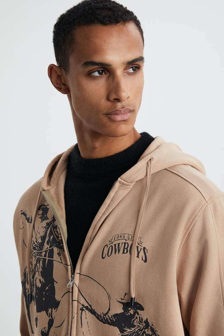 JOSIP Erkek Pamuk-Polyester Taba Sweatshirt