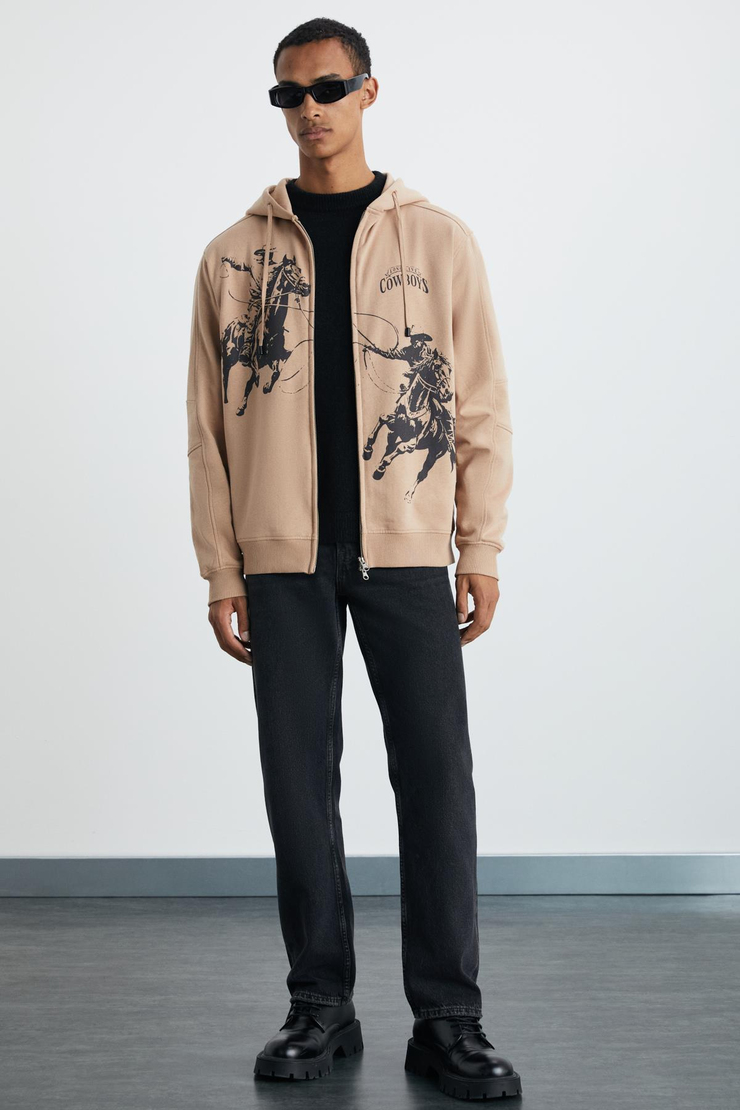 JOSIP Erkek Pamuk-Polyester Taba Sweatshirt