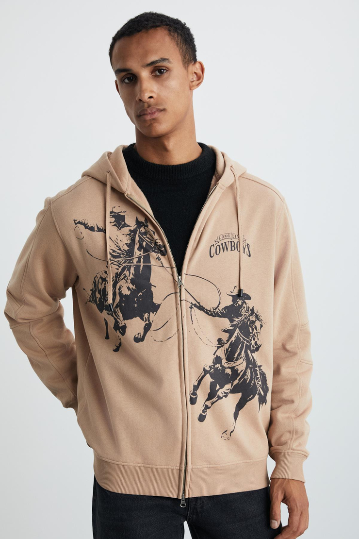 JOSIP Erkek Pamuk-Polyester Taba Sweatshirt