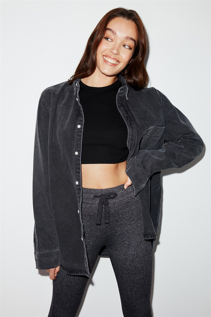 JUDY Dokuma Slim Fit Antrasit  Tayt