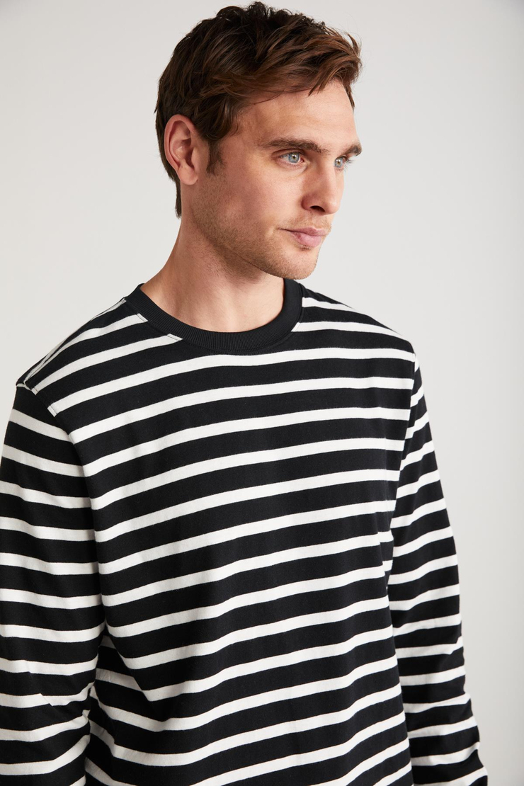 JULIAN  Regular Lacivert - Beyaz Tekli T-Shirt