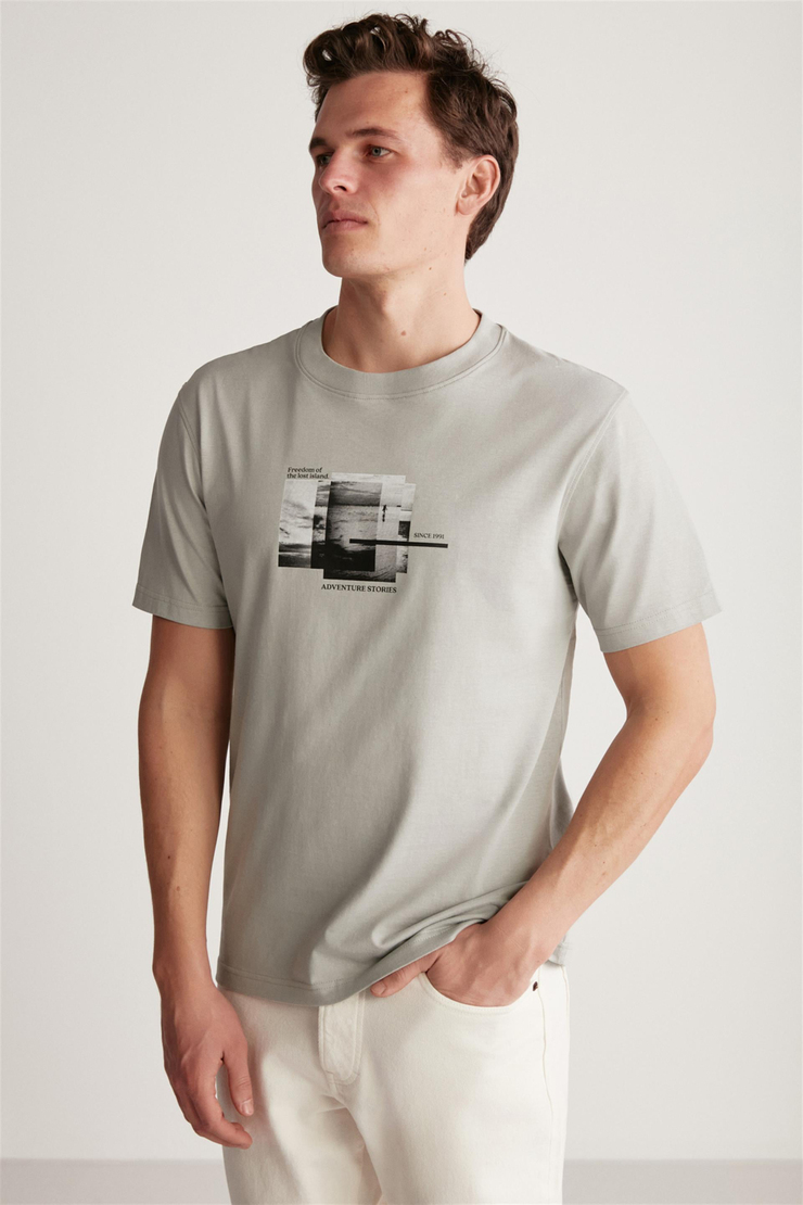 JULIEN Örme Regular Gri Tekli T-Shirt