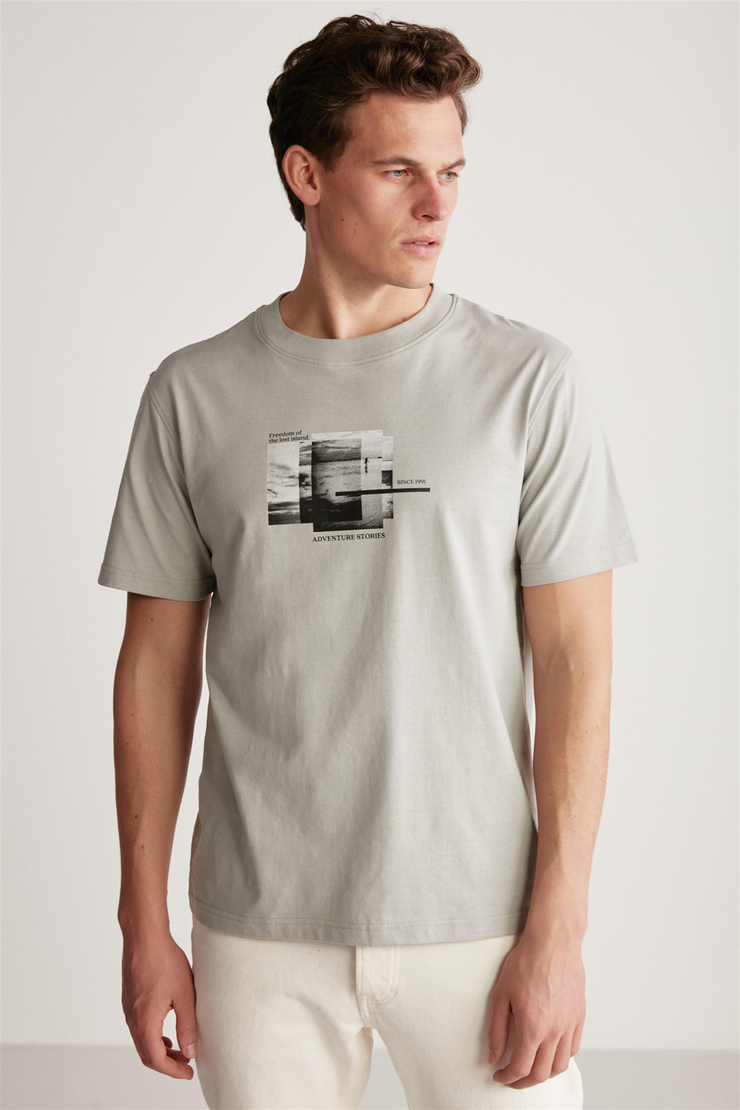 JULIEN Örme Regular Gri Tekli T-Shirt