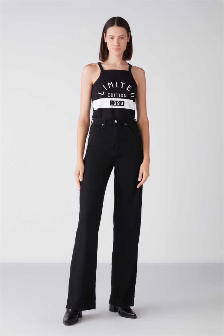 JULIET Denim Wide Leg Siyah  Jeans