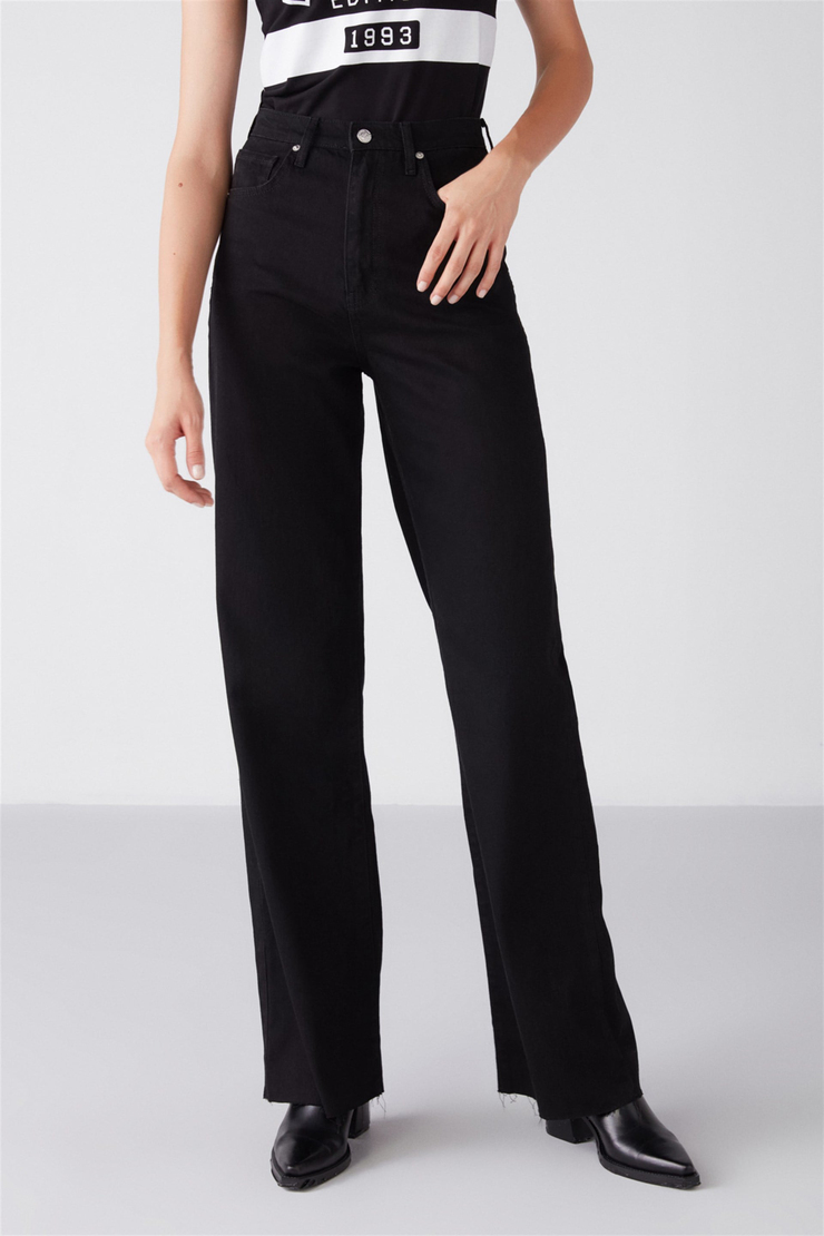 JULIET Denim Wide Leg Siyah  Jeans