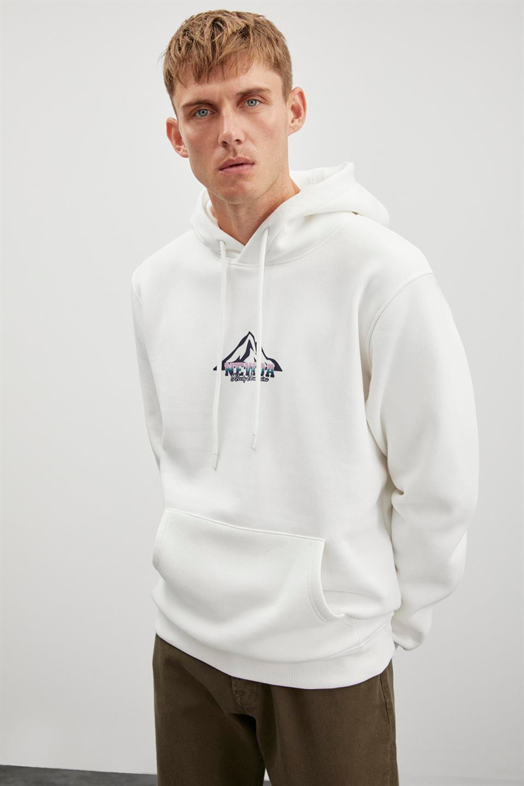 JULİUS Basic Oversize Beyaz Tekli Sweatshirt
