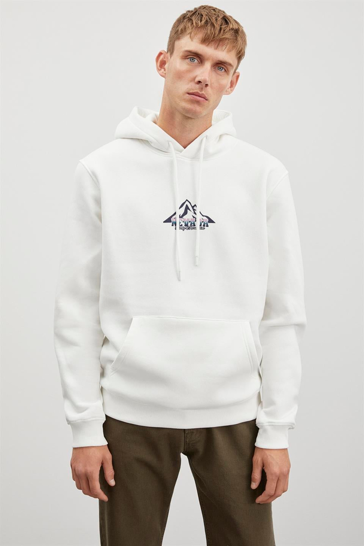 JULİUS Basic Oversize Beyaz Tekli Sweatshirt