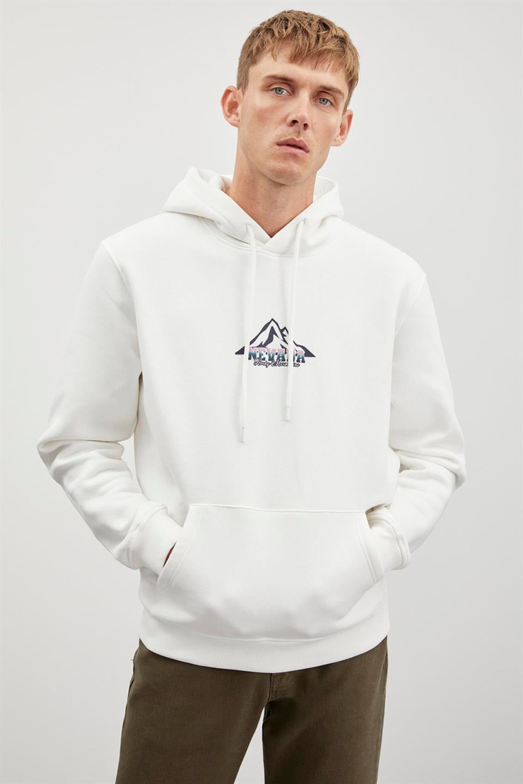 JULİUS Basic Oversize Beyaz Tekli Sweatshirt