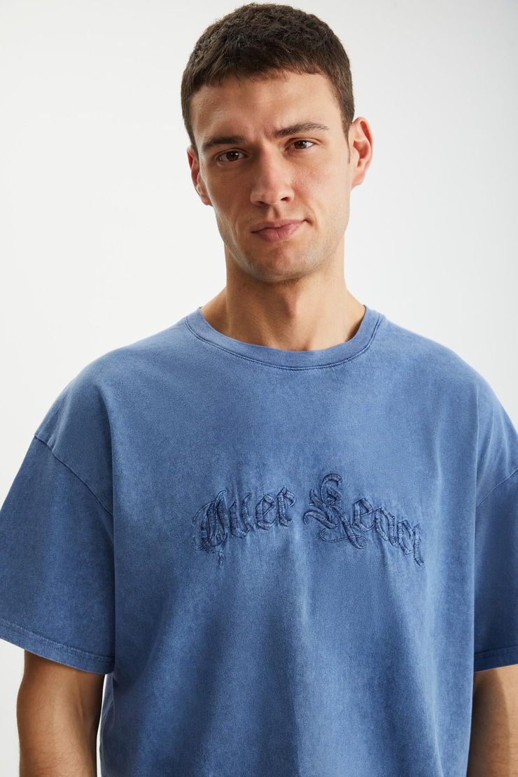 KAITO  Relaxed Mavi Tekli T-Shirt