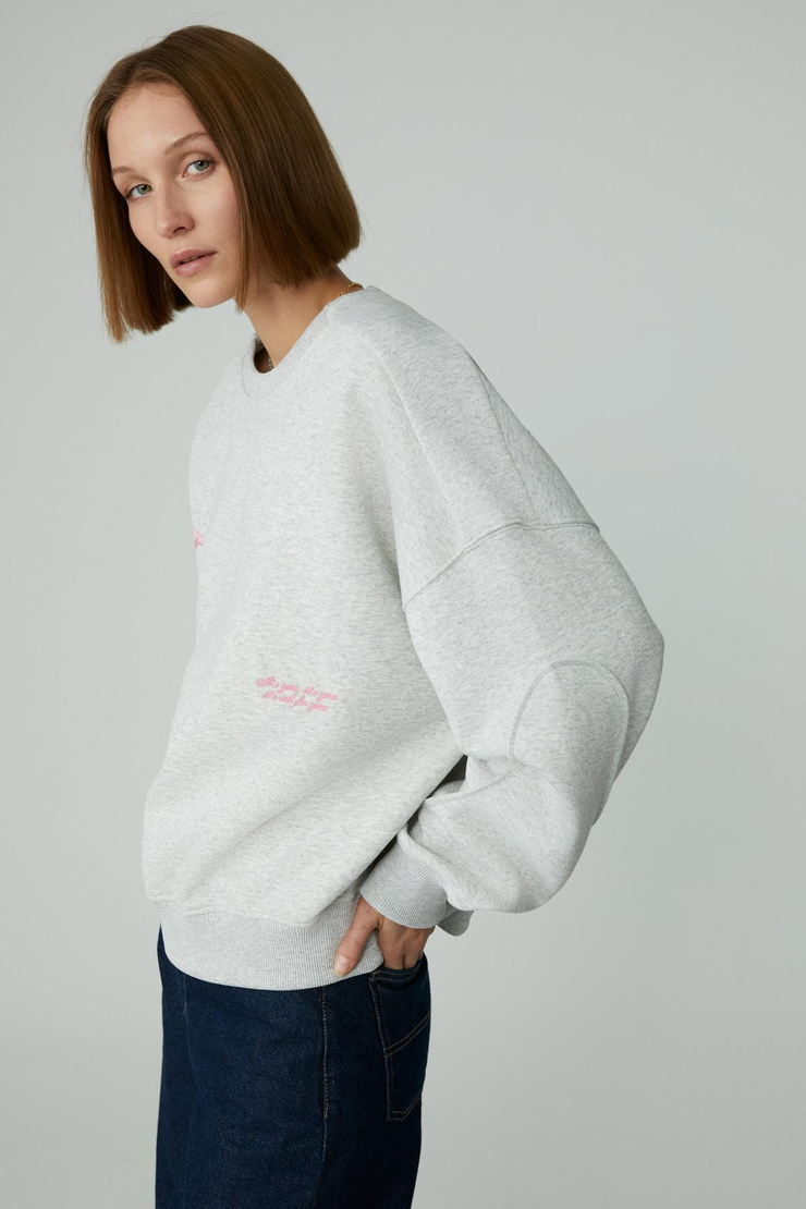 KARME Kadın Oversıze Şardonlu Baskılı Açık Gri Sweatshirt