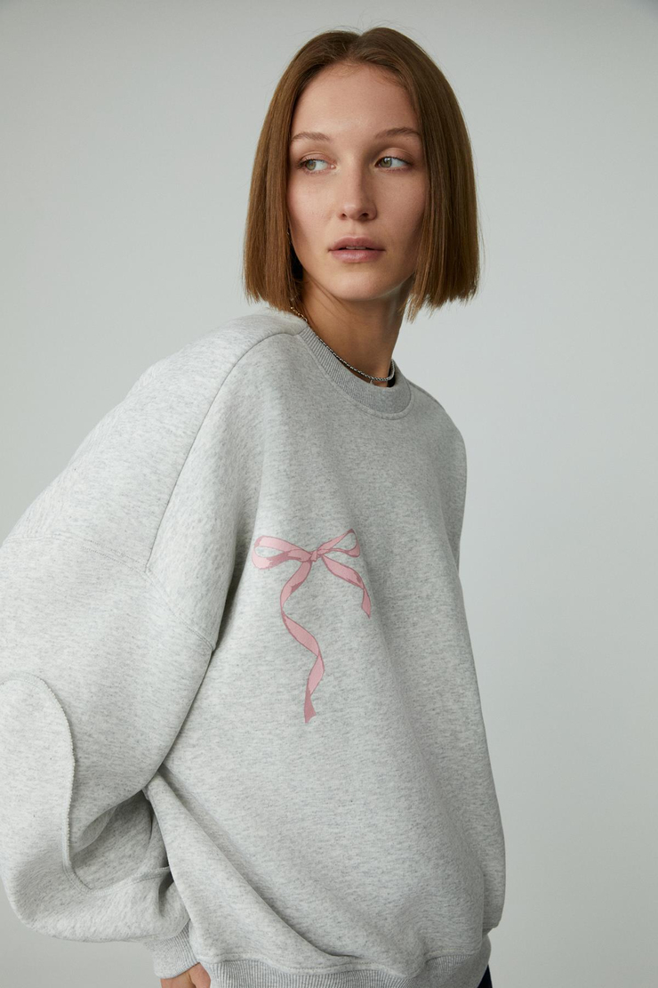 KARME Kadın Oversıze Şardonlu Baskılı Açık Gri Sweatshirt