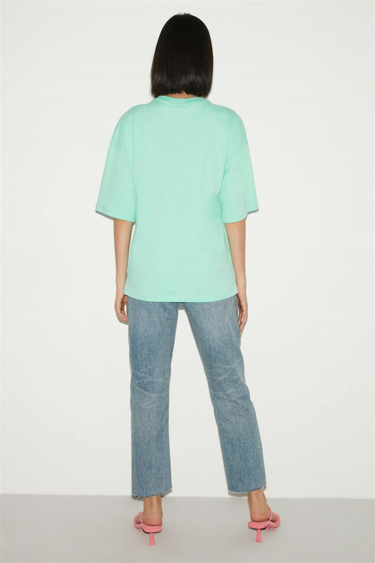 KASSİA Örme Oversize Mint Yeşil  T-Shirt