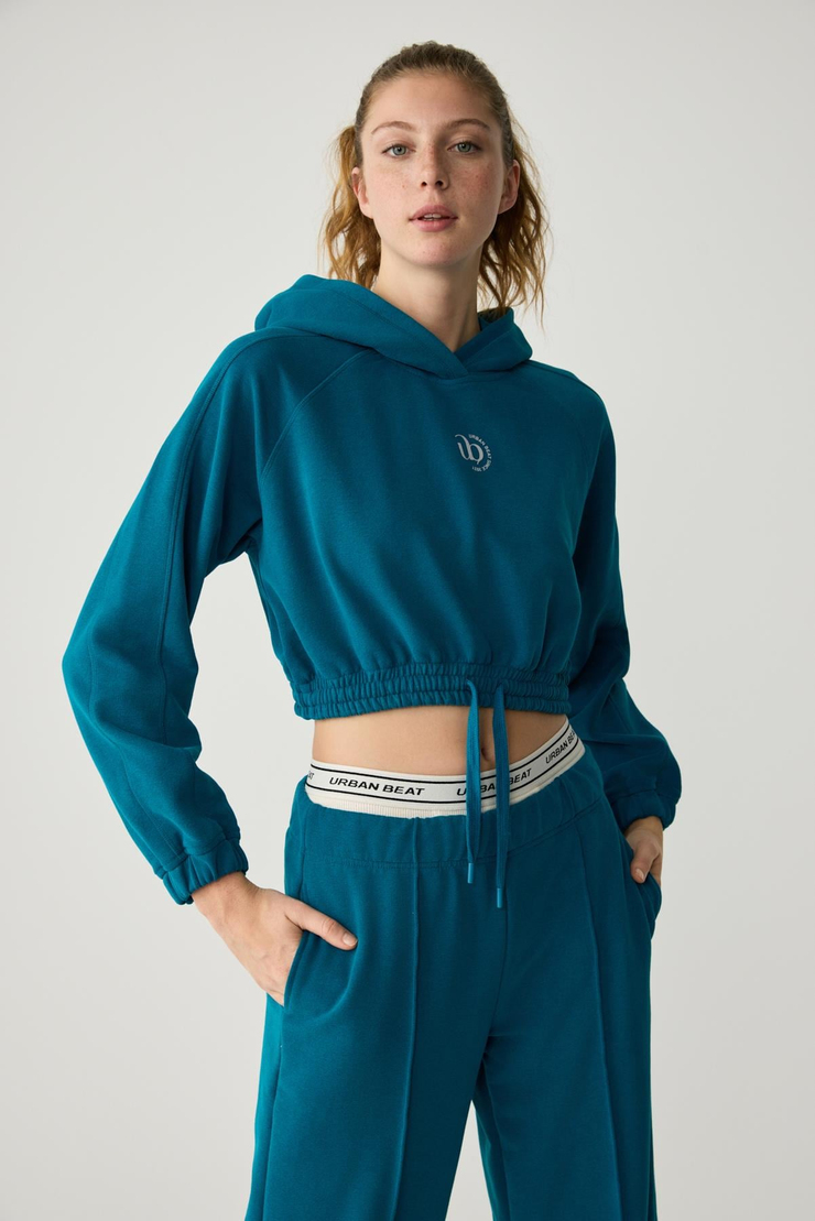 KATHRINE Kadın Kapüşonlu Mavi Sweatshirt