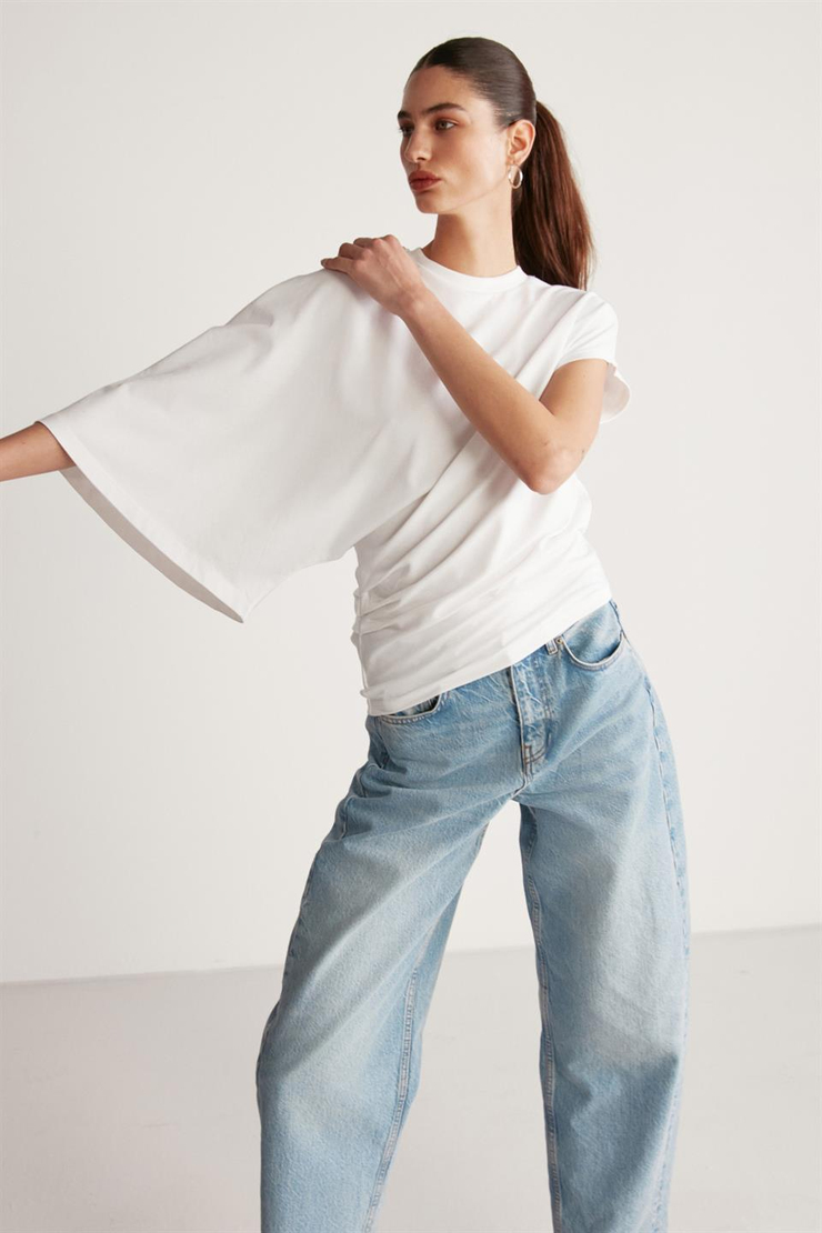 KATIE Örme Relaxed Beyaz  T-Shirt