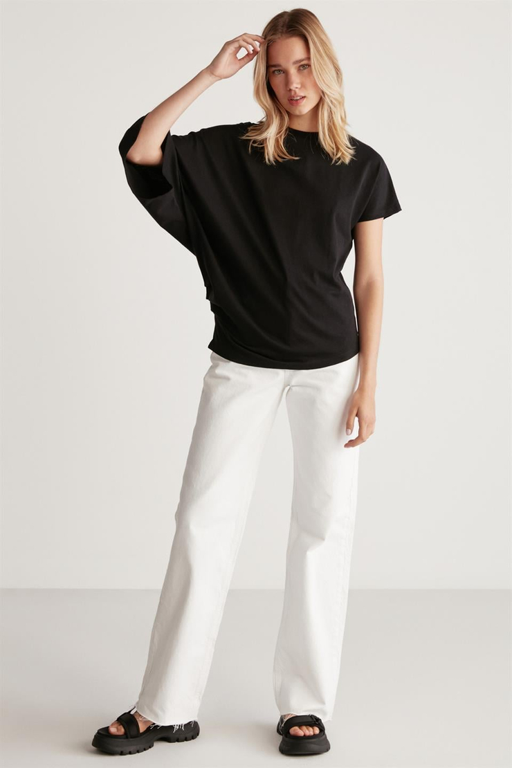 KATIE Örme Relaxed Siyah  T-Shirt