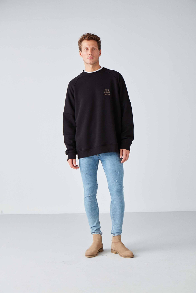 KATMAI Örme Oversize Siyah  Sweatshirt