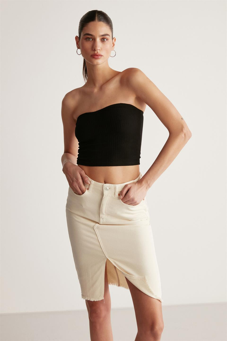 KEIRA Örme Crop Siyah  Büstiyer