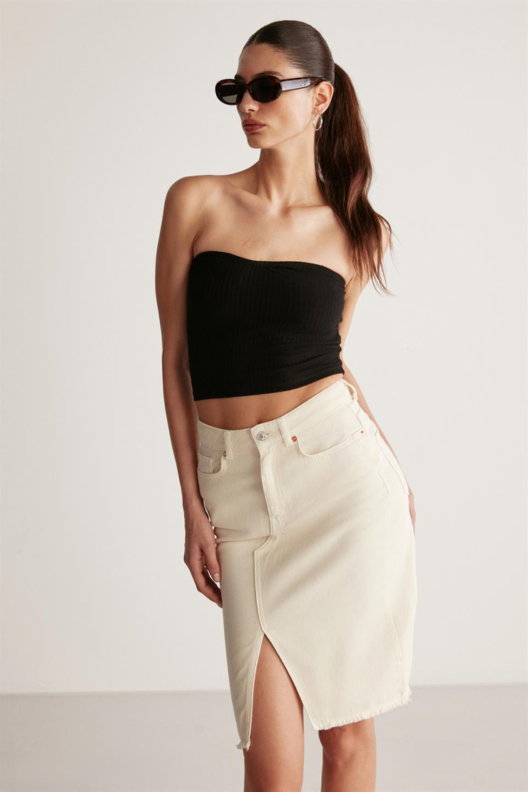 KEIRA Örme Crop Siyah  Büstiyer