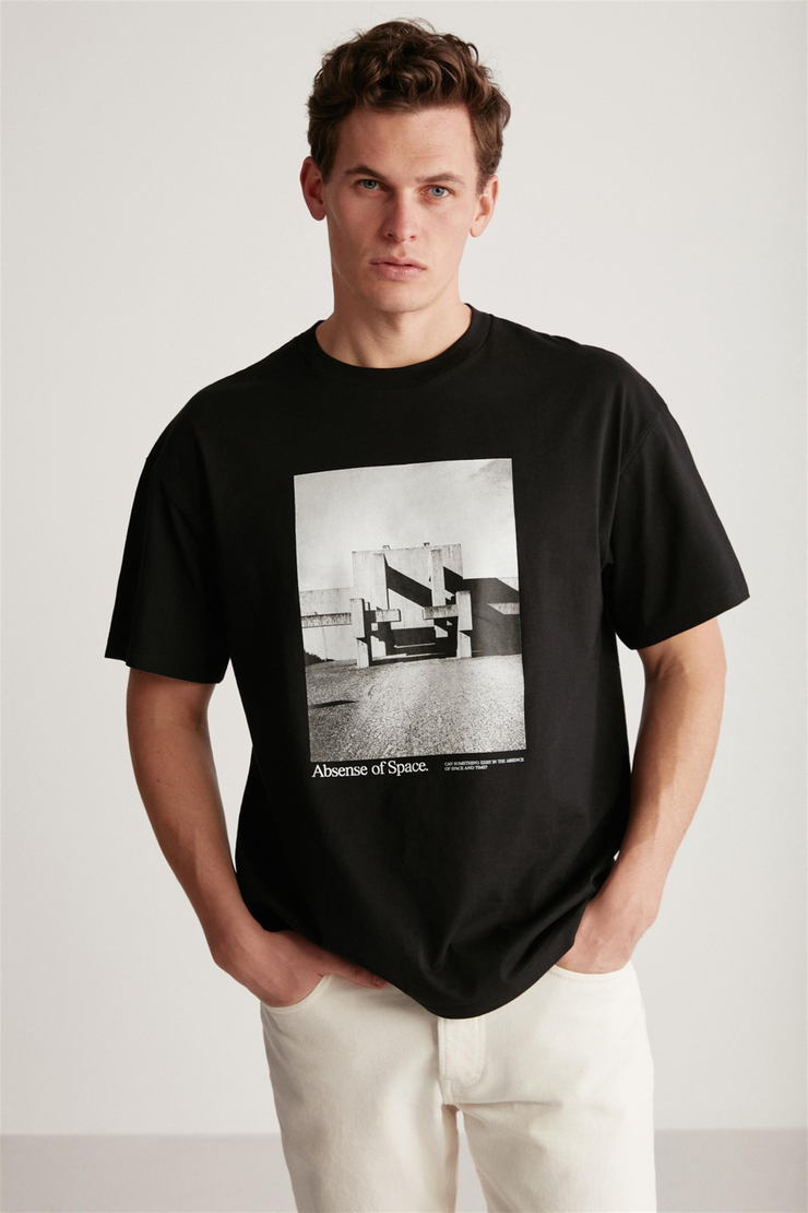 KEITH Örme Oversize Siyah Tekli T-Shirt