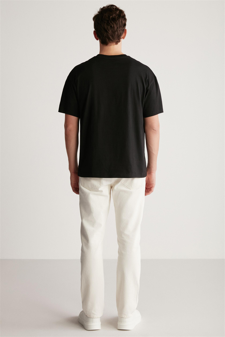 KEITH Örme Oversize Siyah Tekli T-Shirt