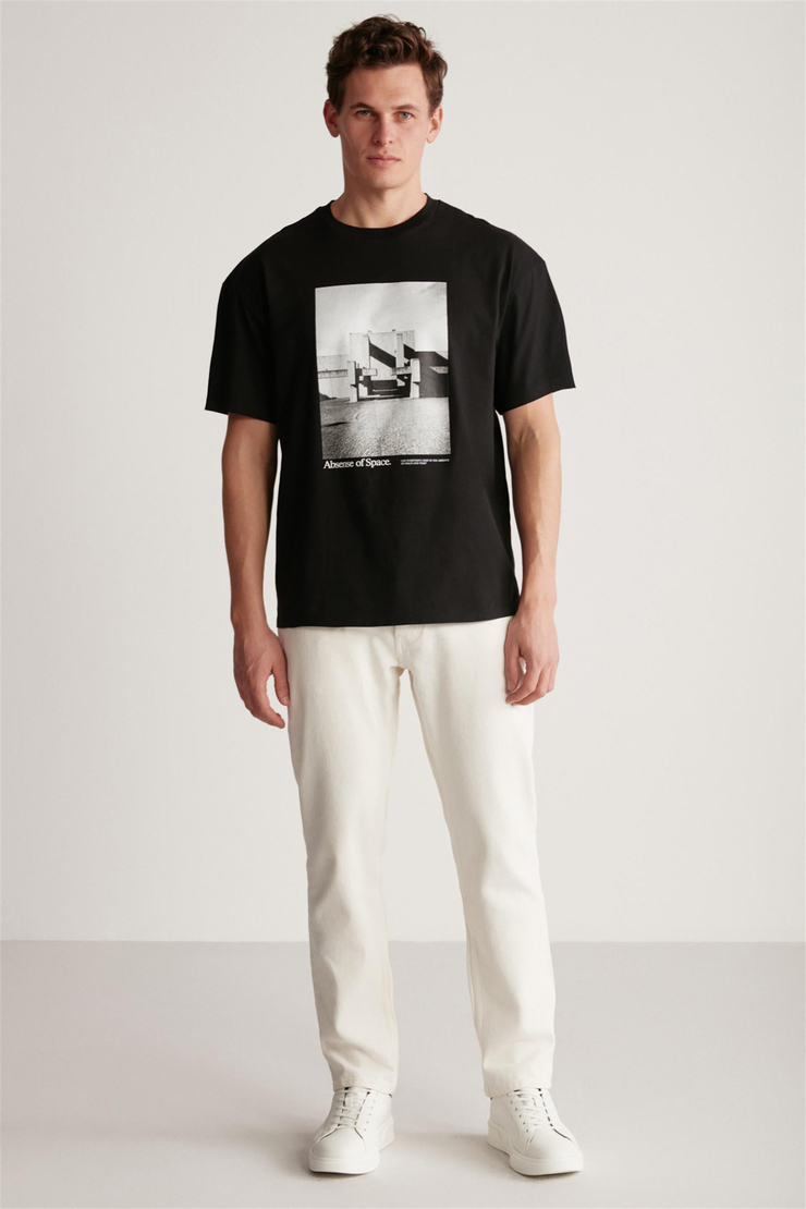 KEITH Örme Oversize Siyah Tekli T-Shirt