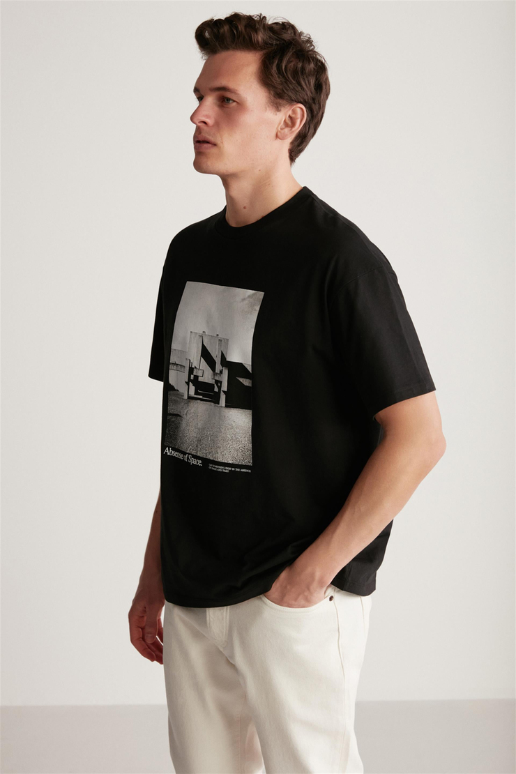KEITH Örme Oversize Siyah Tekli T-Shirt