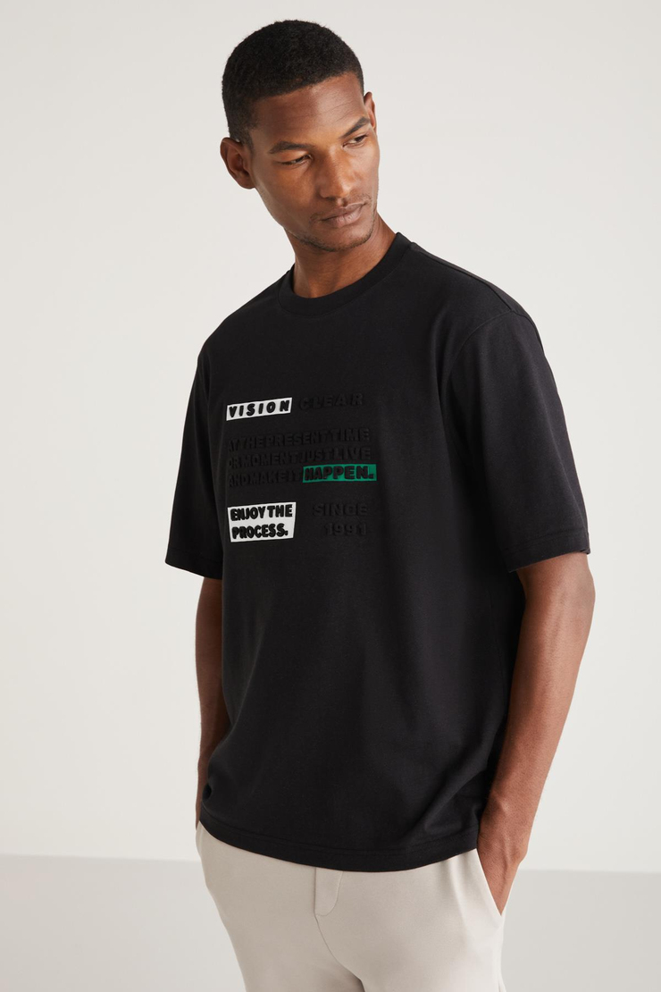 KENWAY Basic Relaxed Siyah Tekli T-Shirt