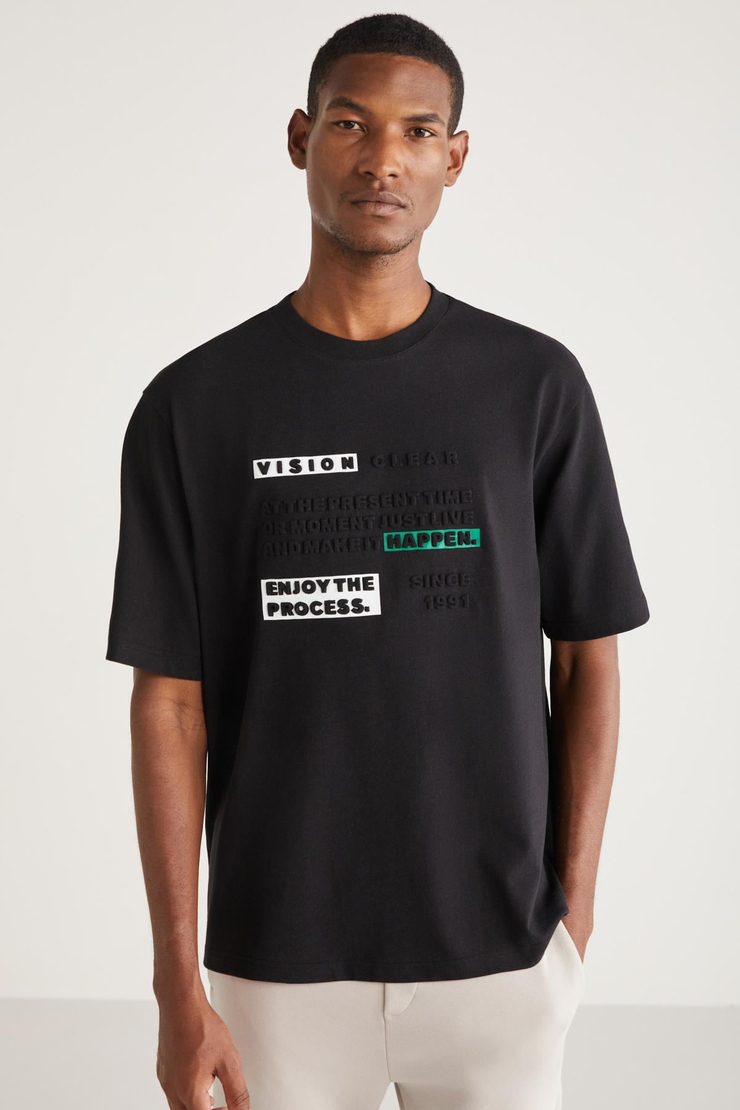 KENWAY Basic Relaxed Siyah Tekli T-Shirt