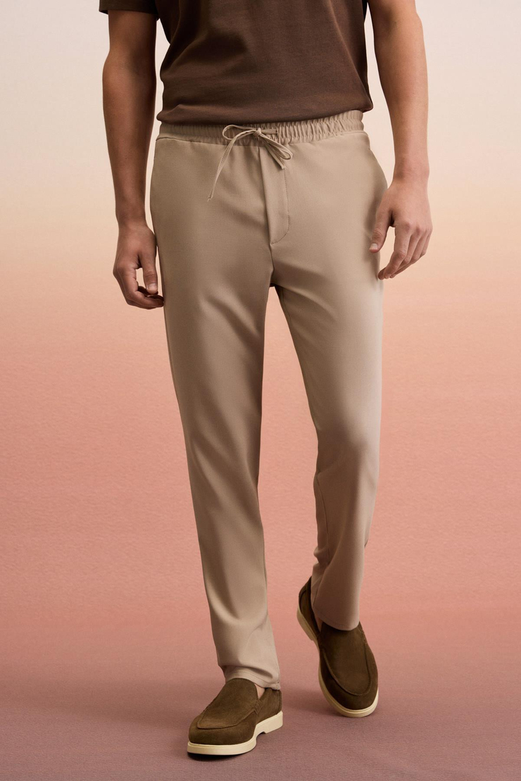 KHORN Erkek Relaxed Bağcıklı Normal Paça Bej Pantolon