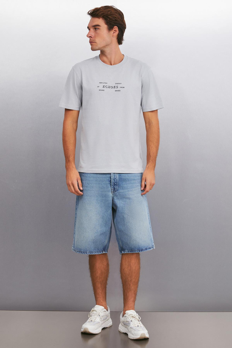 KINGSLEY Basic Regular Gri Tekli T-Shirt