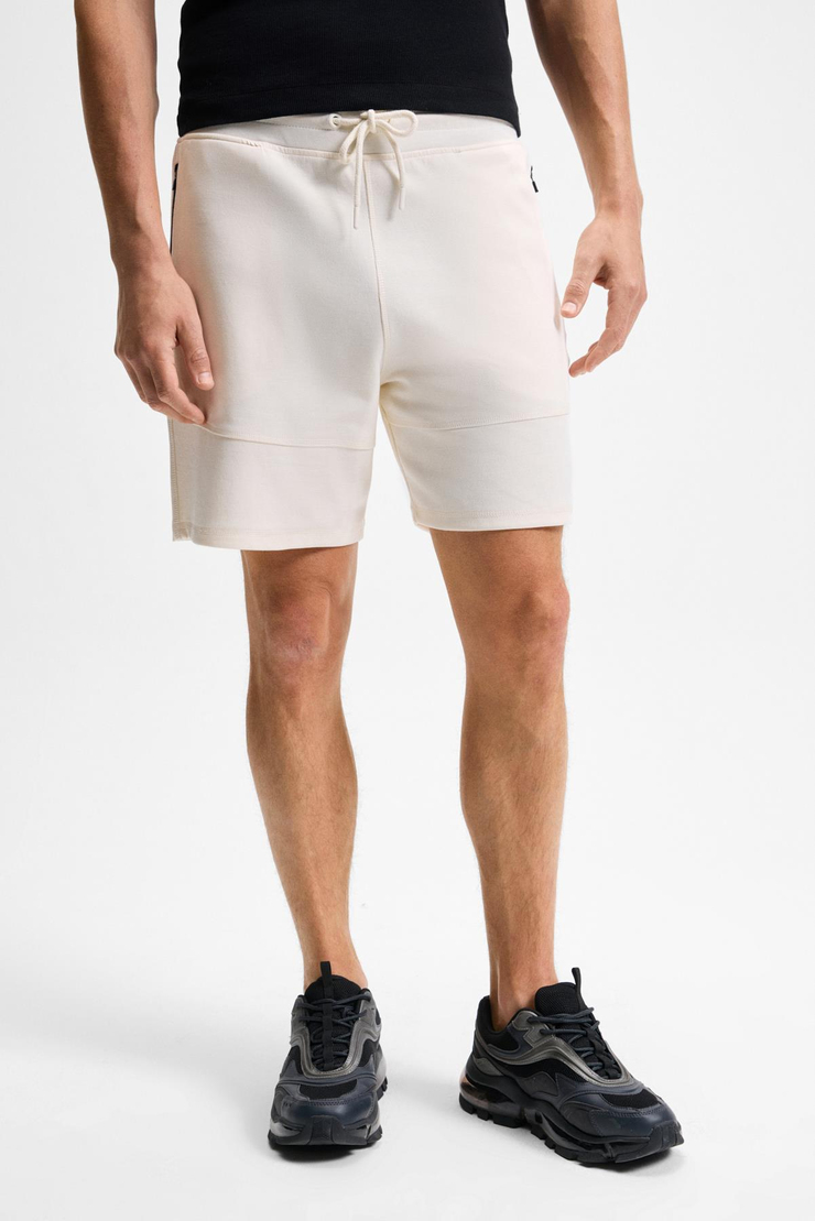 KONSA Erkek Beli Lastikli Kordonlu Yanları Fermuarlı Cepli Relaxed Fit Ekru Şort & Bermuda