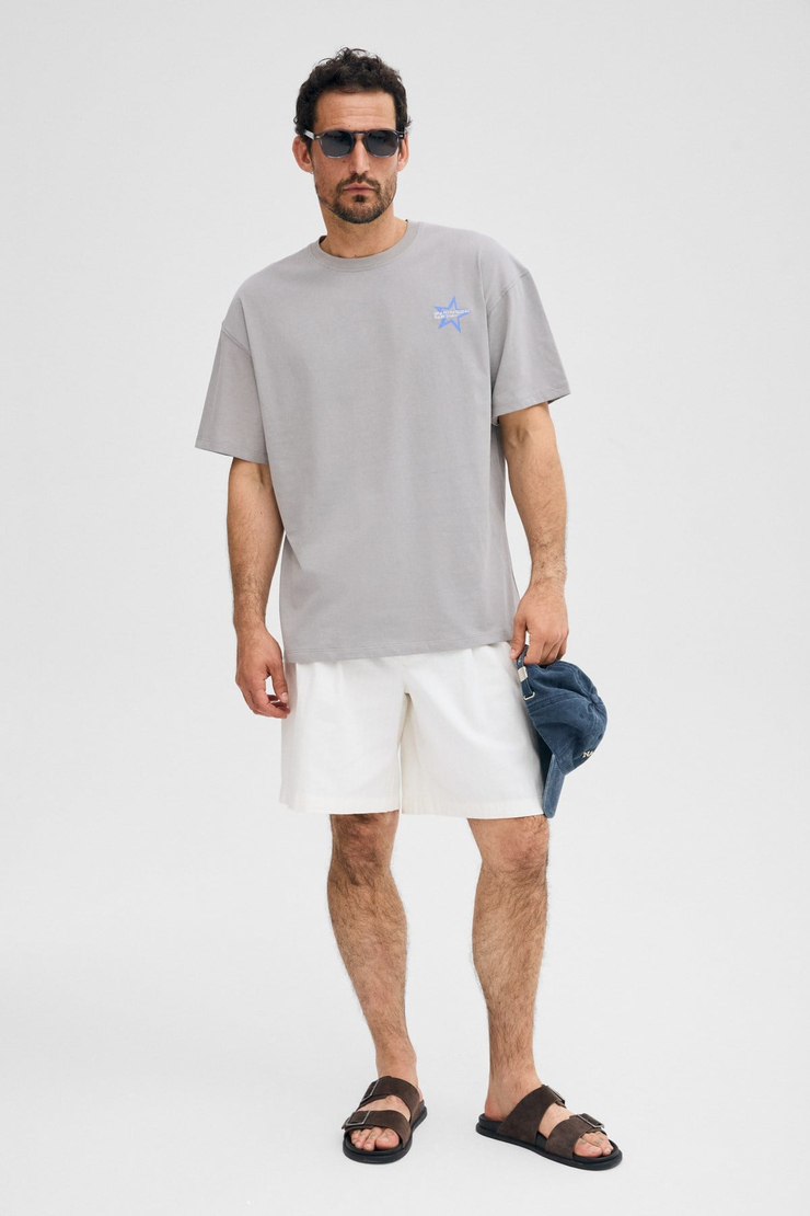 KORVEN Erkek %100 Organik Pamuklu Yuvarlak Yakalı Baskı Detaylı Regular Fit Koyu Gri T-Shirt