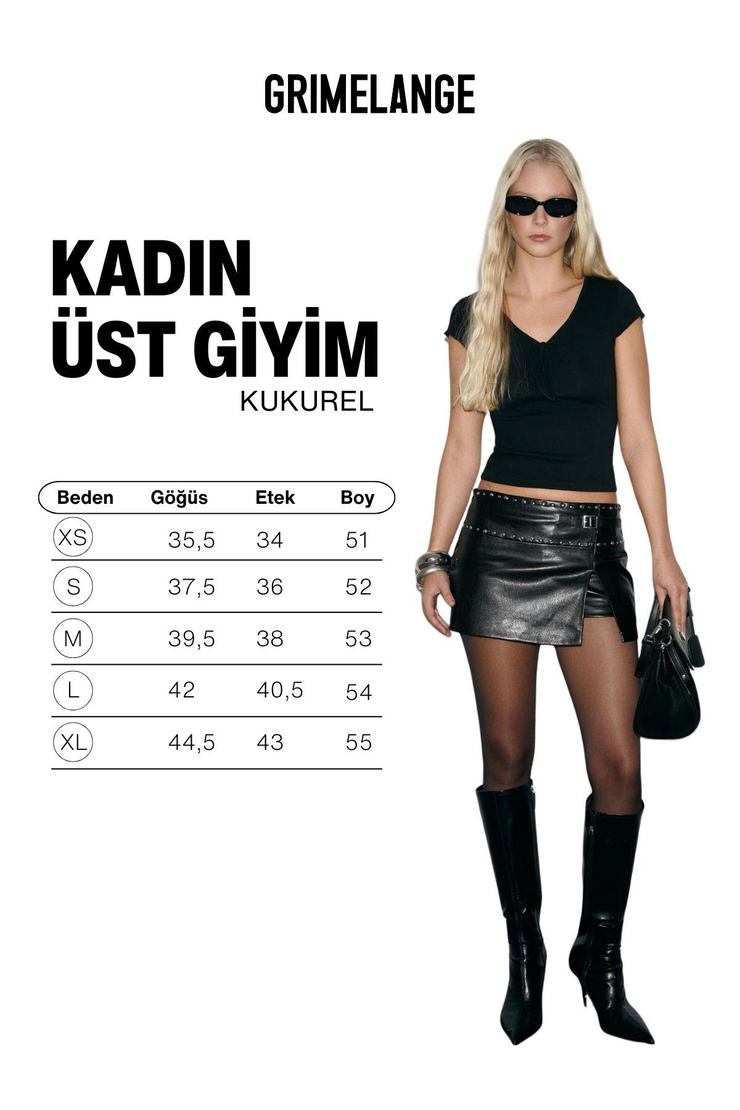 KUKUREL Kadın Yumuşak Ve Esnek Kumaşlı Derin V Yakalı Bluz Siyah Bluz