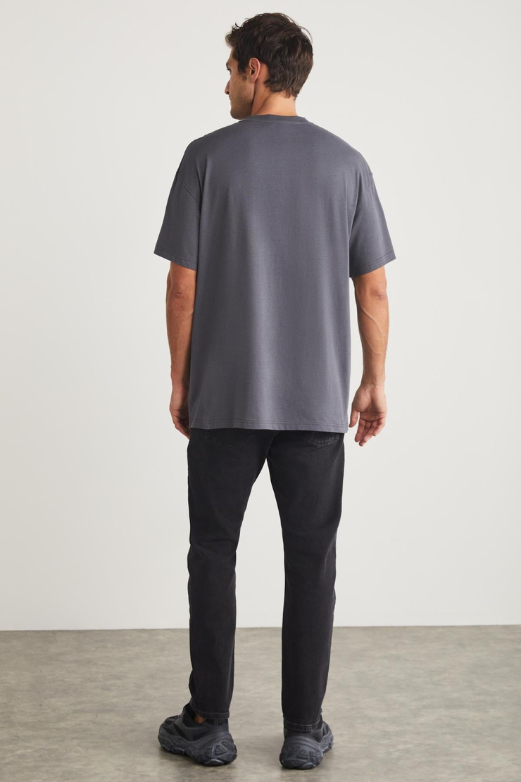 KYRIE Basic Oversize Gri Tekli T-Shirt