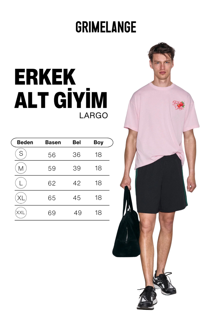LARGO Erkek Mavi Relaxed Fit Kontrast Biyeli Esnek Kumaşlı Siyah Şort