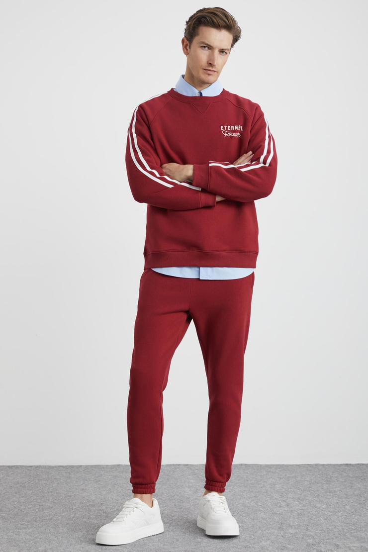 LASTING Basic Regular Bordo Tekli Eşofman Altı