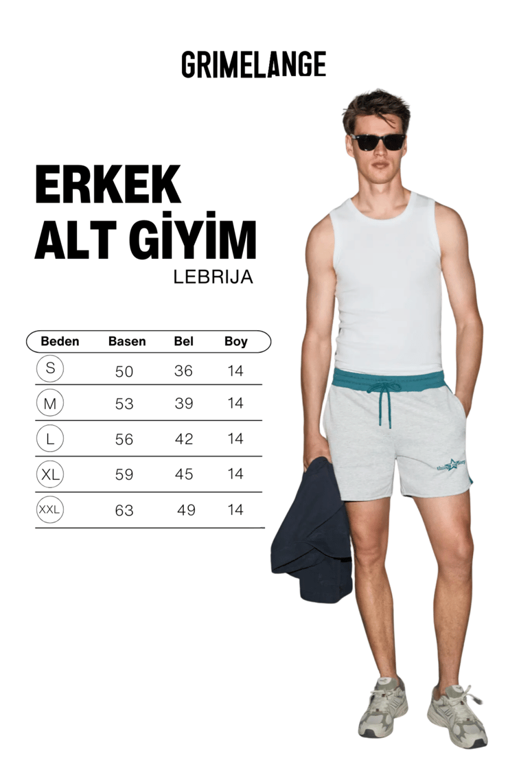 LEBRIJA Erkek Organik Pamuklu Beli Lastikli Baskı Detaylı Grimelanj Şort