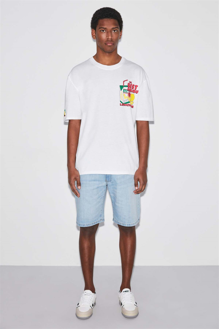 LEMONADE Örme Comfort Fit Beyaz  T-Shirt