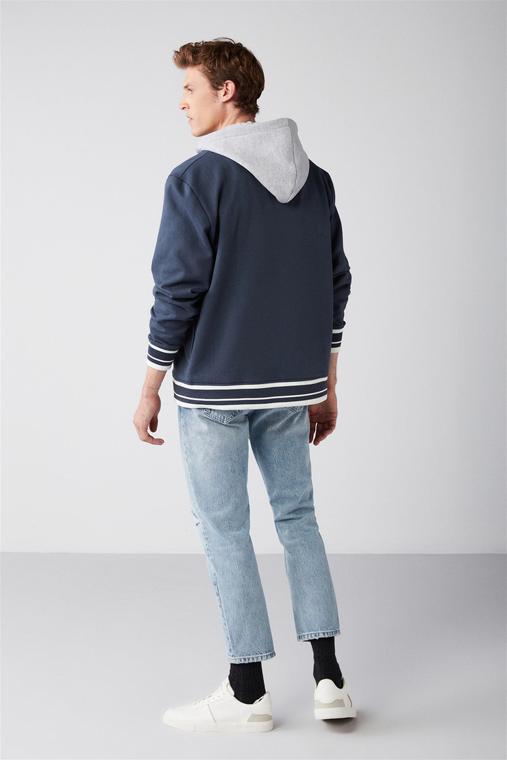 LEON Örme Oversize Lacivert  Sweatshirt