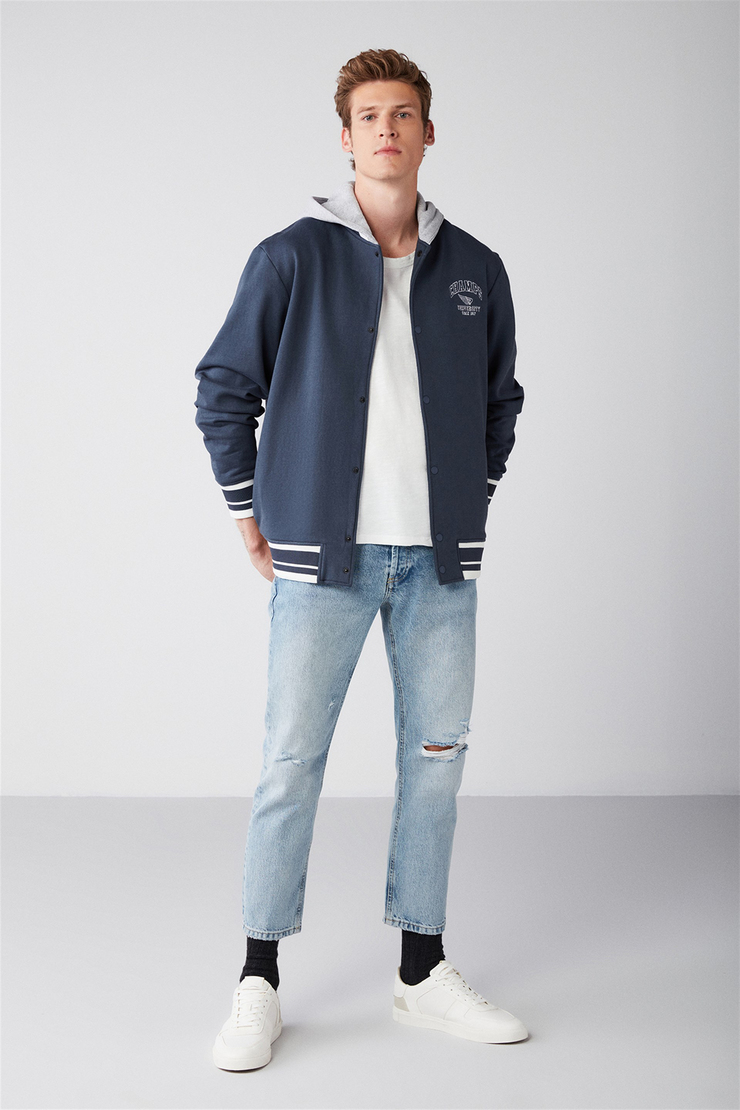 LEON Örme Oversize Lacivert  Sweatshirt