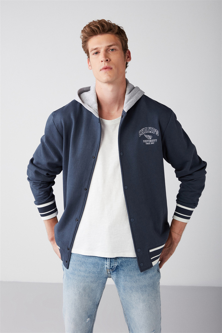 LEON Örme Oversize Lacivert  Sweatshirt